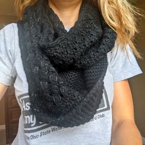 Black Sparkly Winter Knit Infinity Scarf